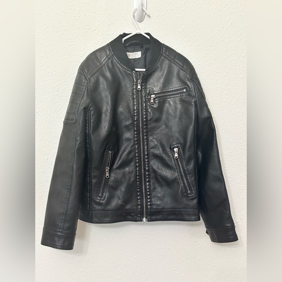 H&M Boys Leather Zip Up Jacket Size 8/9 - Picture 1 of 5